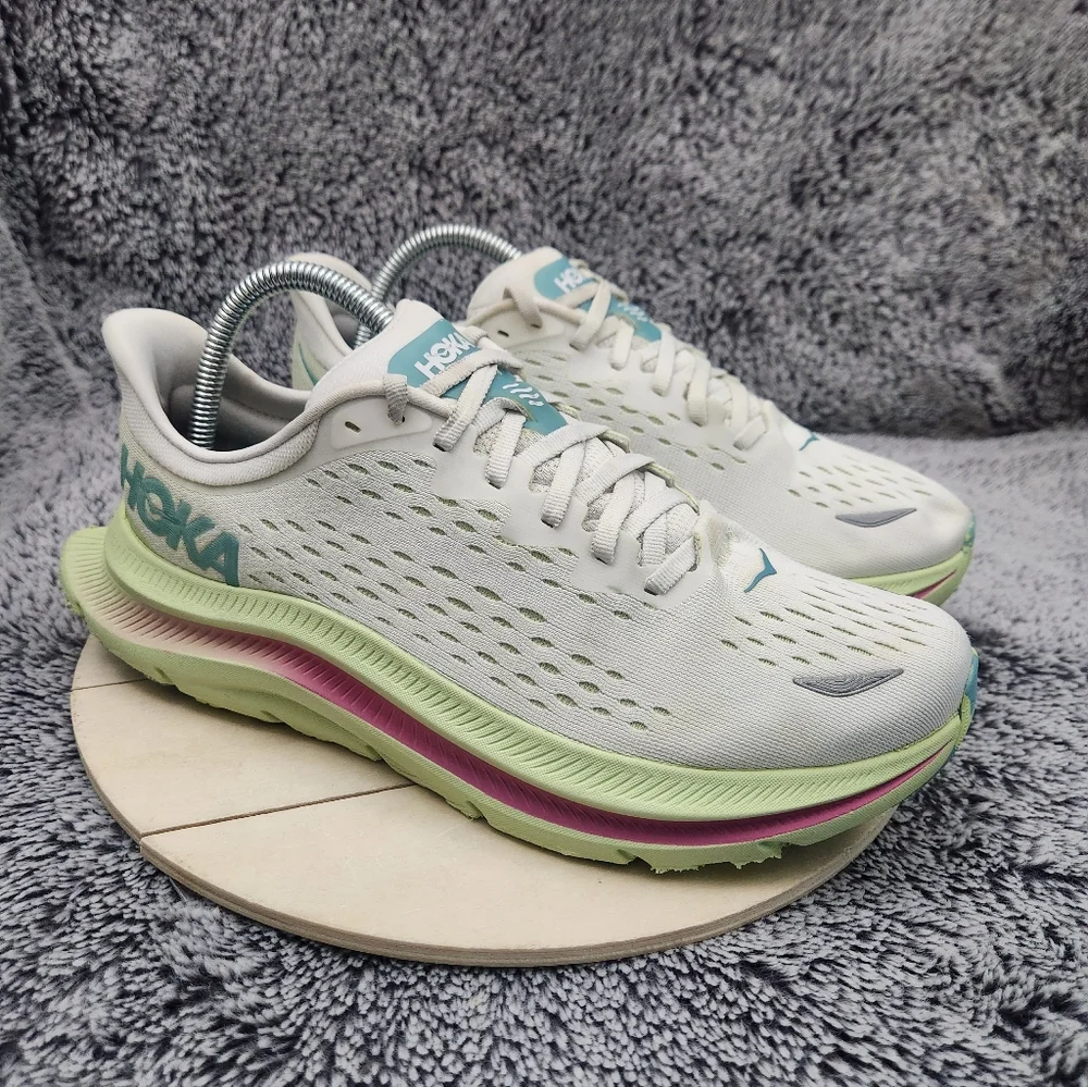 Hoka One One Kawana White Green Athletic Running Shoes Women’s Size 9 - Picture 1 of 9